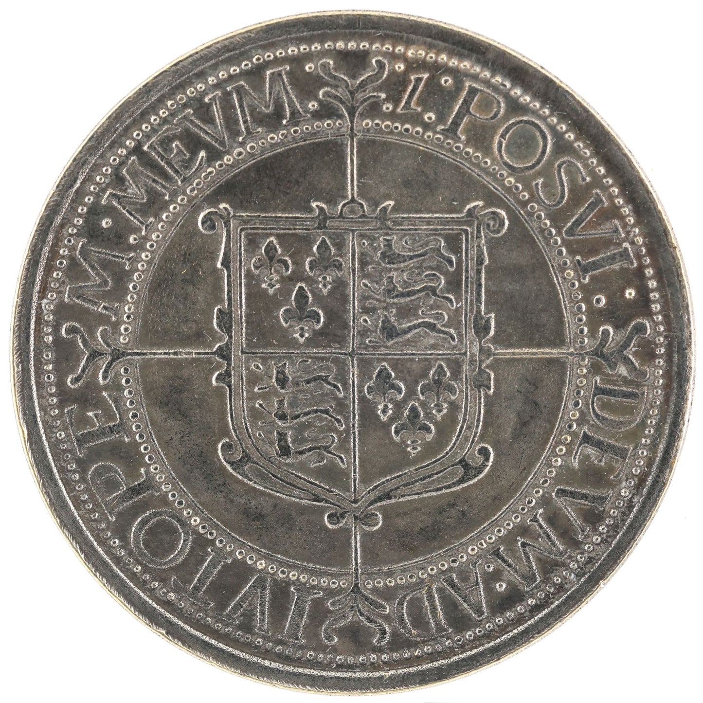1601 Queen Elizabeth I Sixpence Medal Tudor England Brass Silver Plated Replica