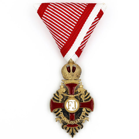 Austrian Franz Joseph Order Cross Medal – Brass Replica with Ribbon
