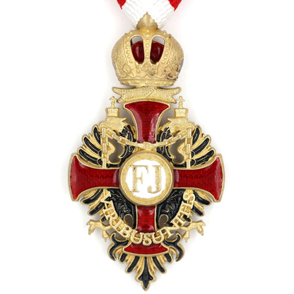 Austrian Franz Joseph Order Cross Medal – Brass Replica with Ribbon