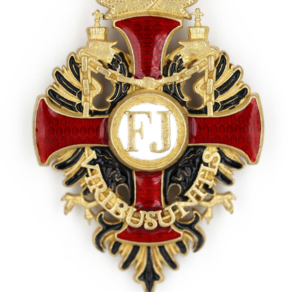 Austrian Franz Joseph Order Cross Medal – Brass Replica with Ribbon