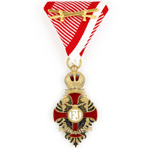 Austrian Franz Joseph Order Cross with Swords Medal – Brass Replica