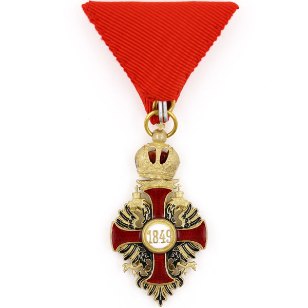 Austrian Franz Joseph Order Cross Medal – Brass Replica with Ribbon
