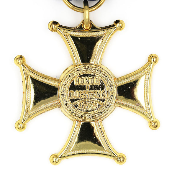 Poland Virtuti Militari Cross Medal Gold Enamel Ribbon Replica Decoration