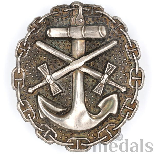 WWI Imperial German Naval Wound Badge 1918 Silver Grade Anchor Chain Pin Replica