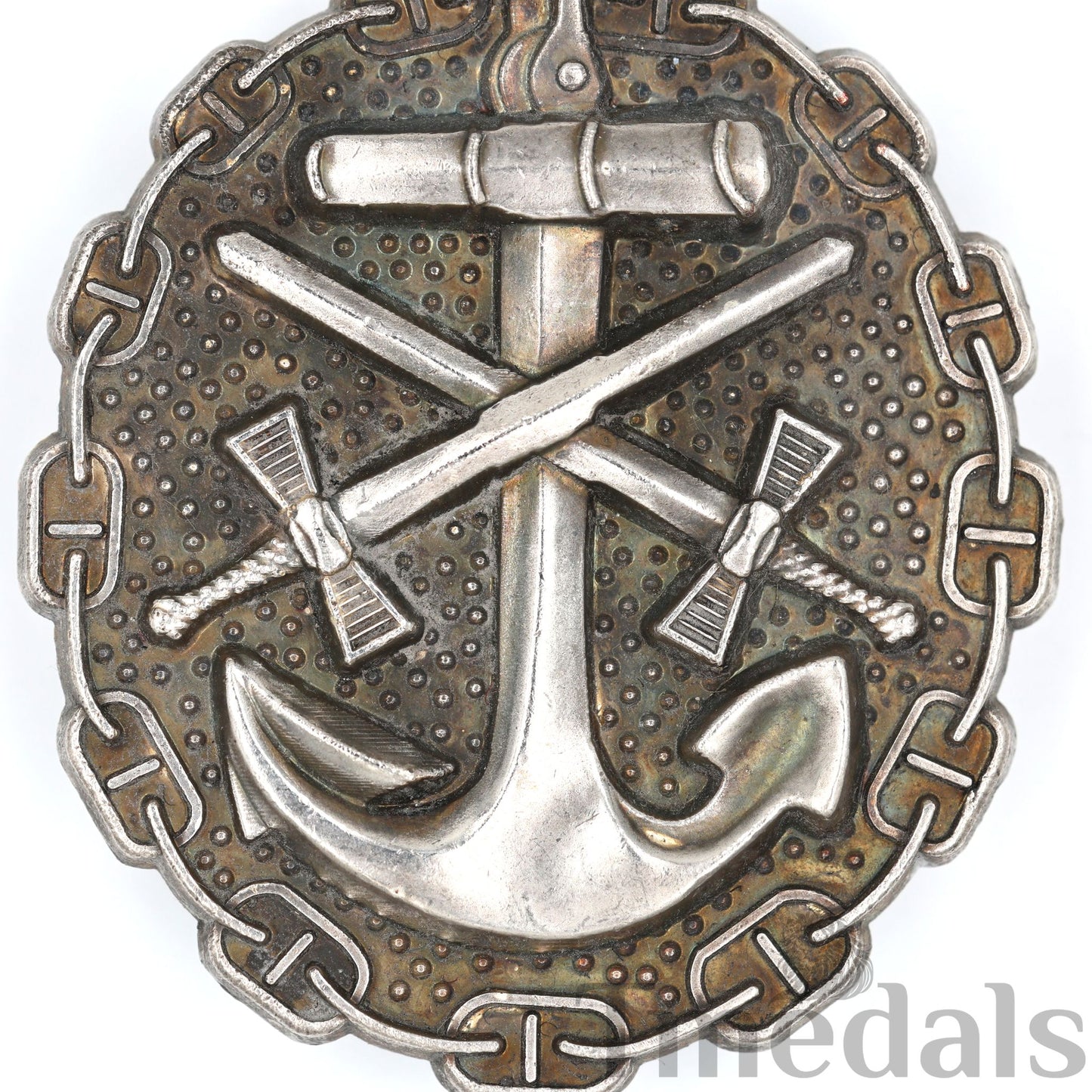 WWI Imperial German Naval Wound Badge 1918 Silver Grade Anchor Chain Pin Replica