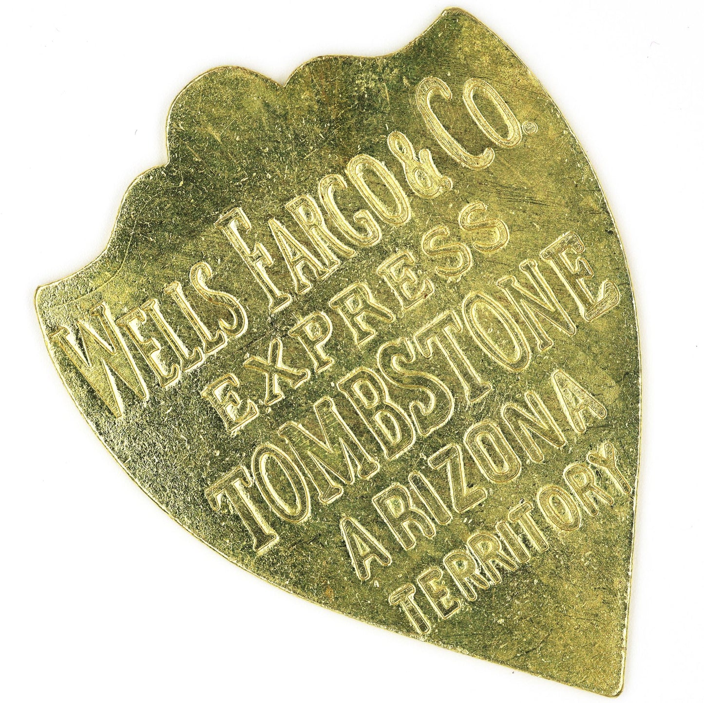 Wells Fargo & Co. Express Shield Badge Tombstone Arizona Territory – Brass Repro