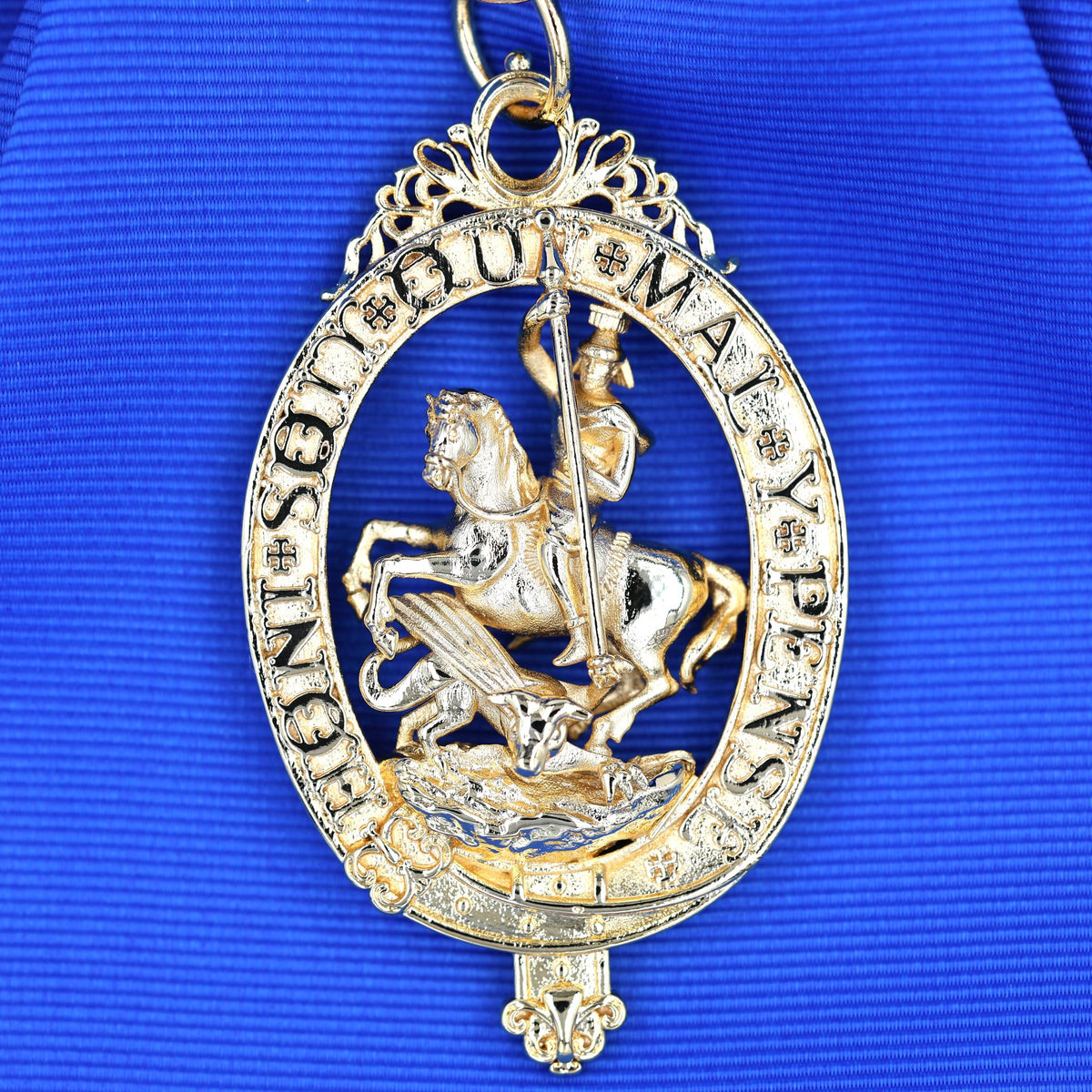 Order of the Garter insignia with a blue sash