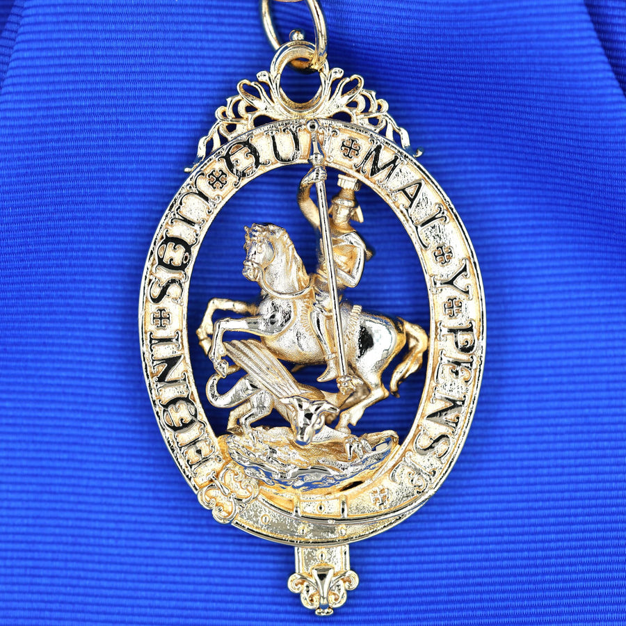 Order of the Garter insignia with a blue sash