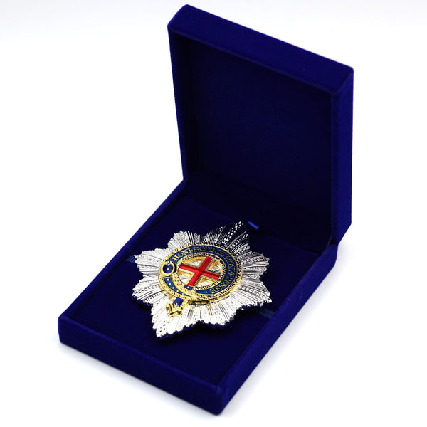 Cased British Royal Order of the Garter Star Badge Medal Order – Museum Replica Collectible