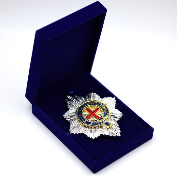 Cased British Royal Order of the Garter Star Badge Medal Order – Museum Replica Collectible