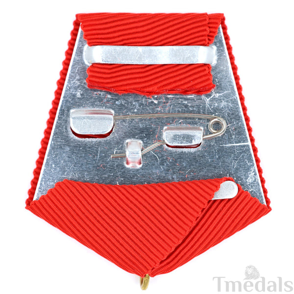 Imperial Russian Empire Red Medal Ribbon Bow with St George Edge Replica Mount