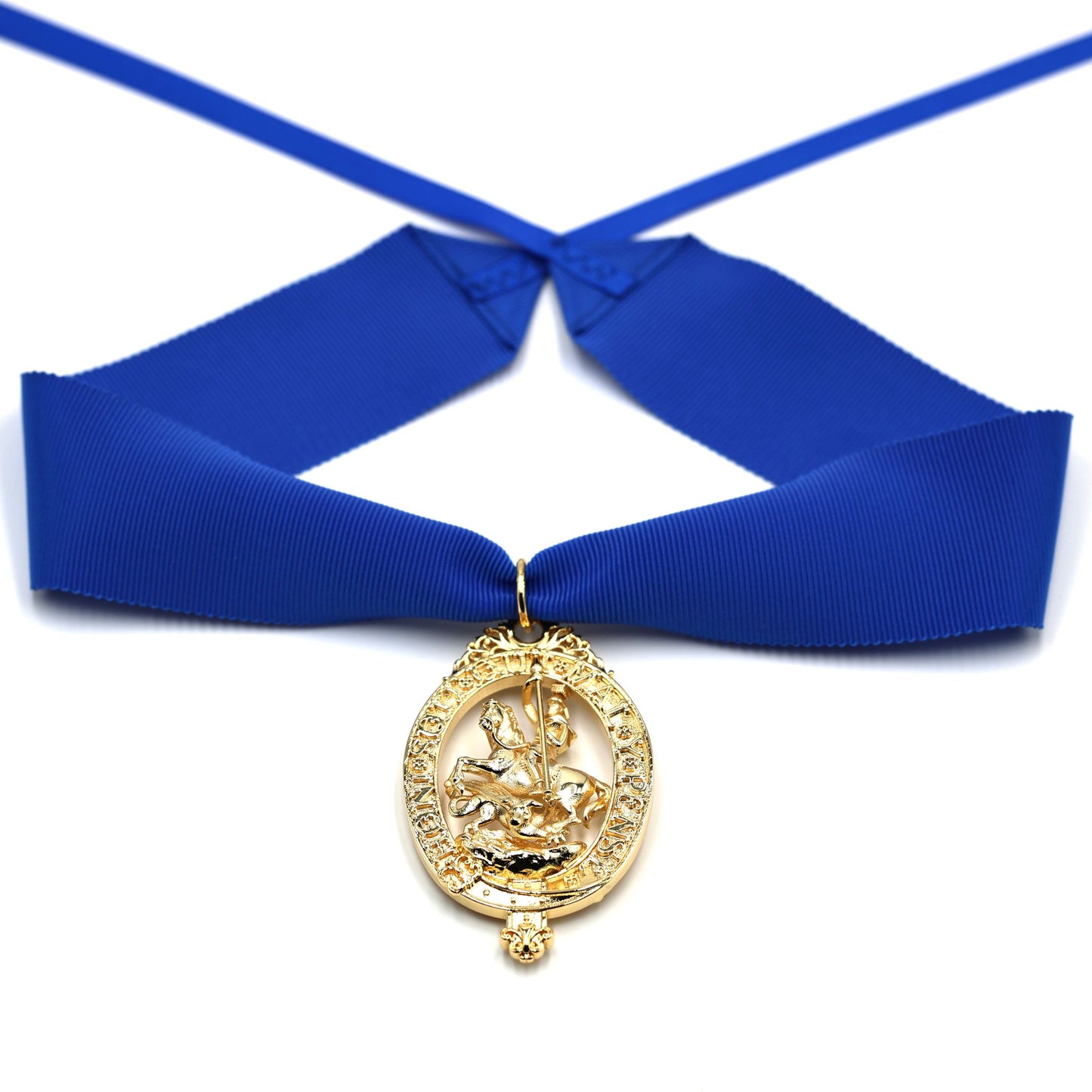 Cased British Order of the Garter “Lesser George” St George Neck Badge Ribbon Replica