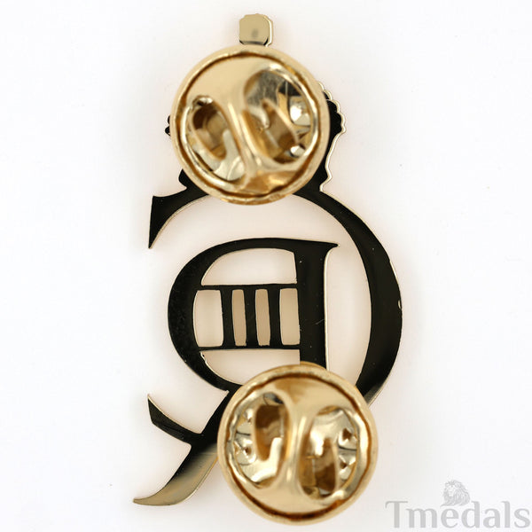 King Charles III CIIIR Cypher Badge Pair Brass Real Gold Plated - UK Replica