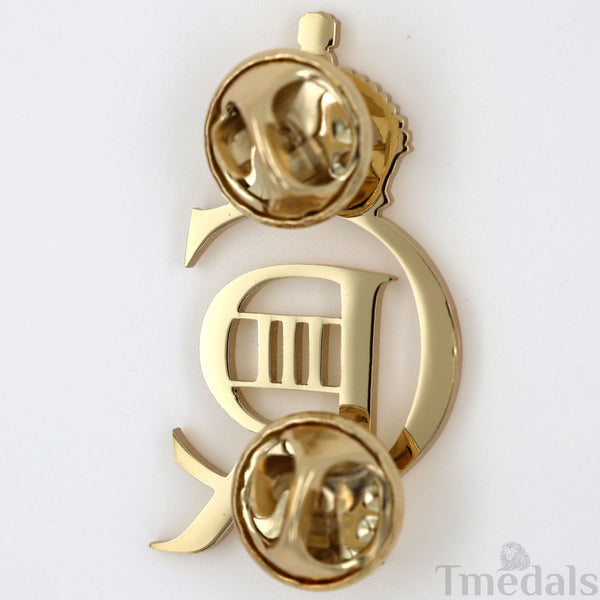 King Charles III CIIIR Cypher Badge Pair Brass Real Gold Plated - UK Replica