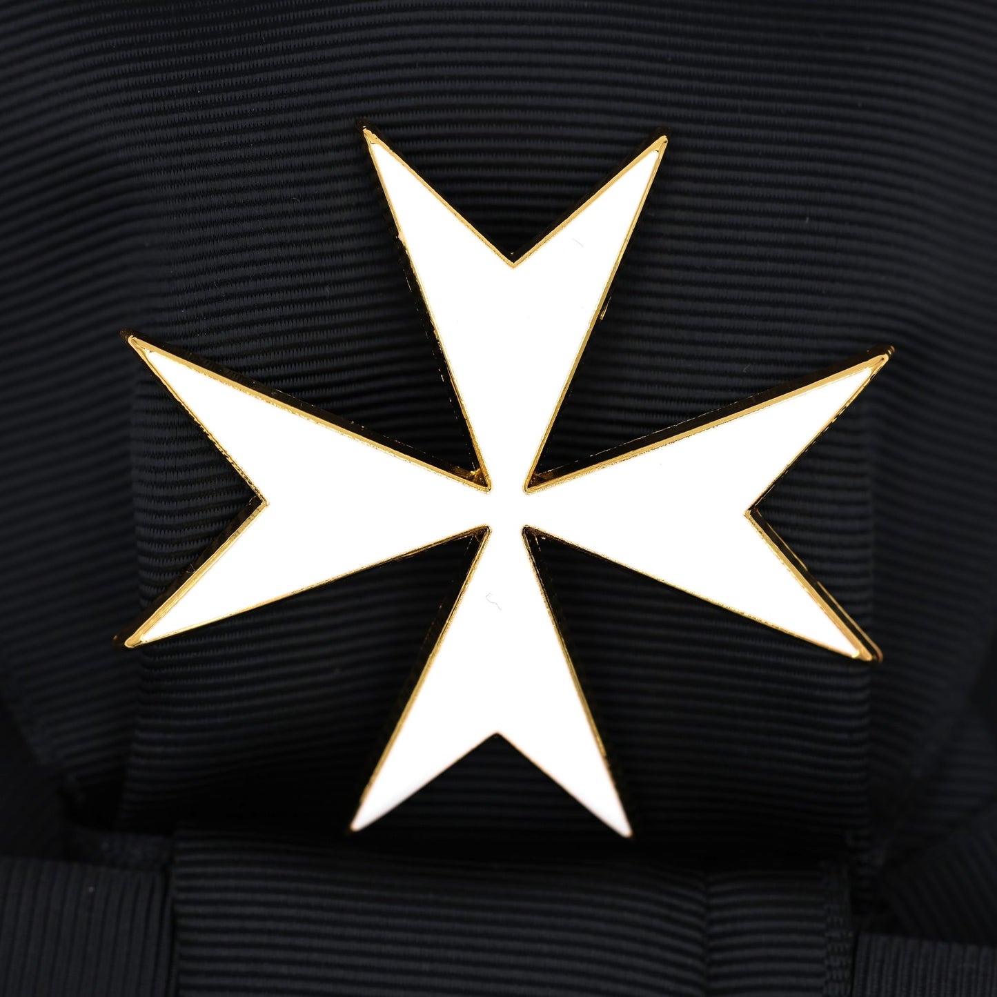 UK Order of St John Badge & Sash Set Black Sash White Maltese Cross Replica