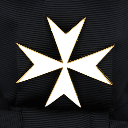 UK Order of St John Badge & Sash Set Black Sash White Maltese Cross Replica