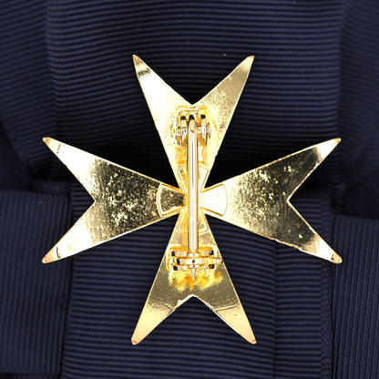 UK Order of St John Badge & Sash Set Black Sash White Maltese Cross Replica