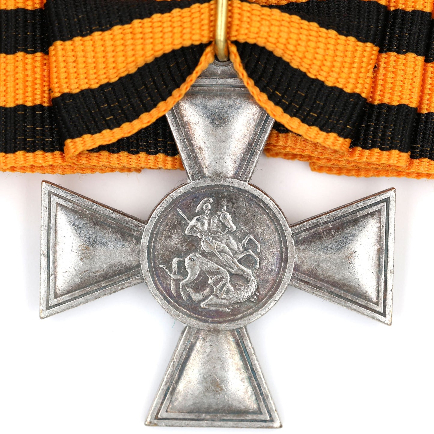 Imperial Russian Empire St George Cross 3rd Class Replica w Bow Ribbon Pinback