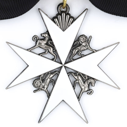 UK British Order of St John Lady of Grace Bow Badge White Enamel Cross Replica