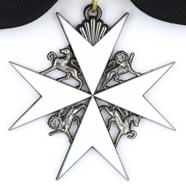 UK British Order of St John Lady of Grace Bow Badge White Enamel Cross Replica