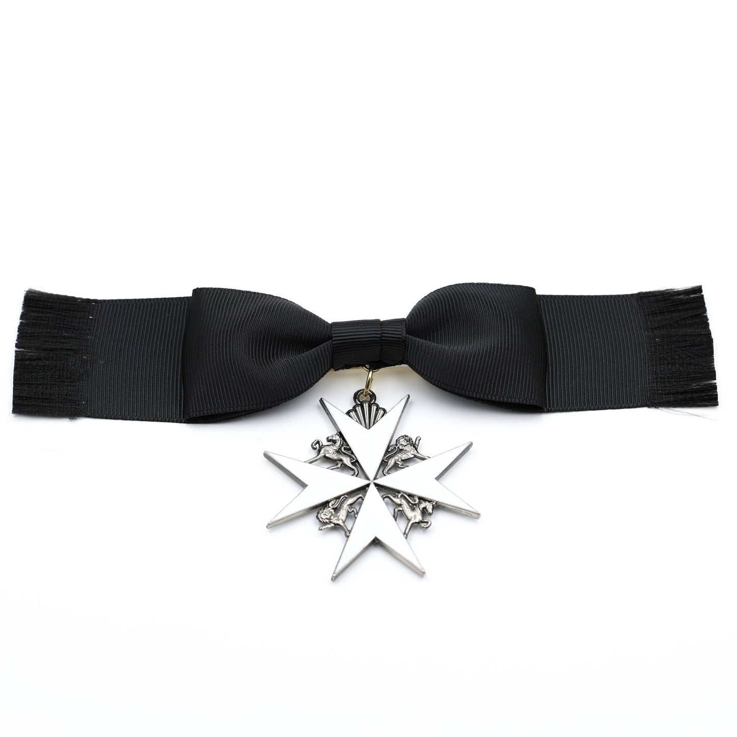 UK British Order of St John Lady of Grace Bow Badge White Enamel Cross Replica