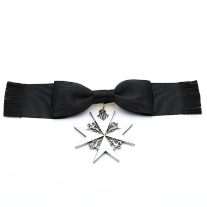 UK British Order of St John Lady of Grace Bow Badge White Enamel Cross Replica