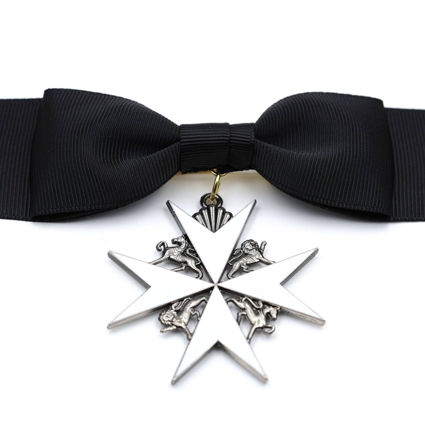 UK British Order of St John Lady of Grace Bow Badge White Enamel Cross Replica