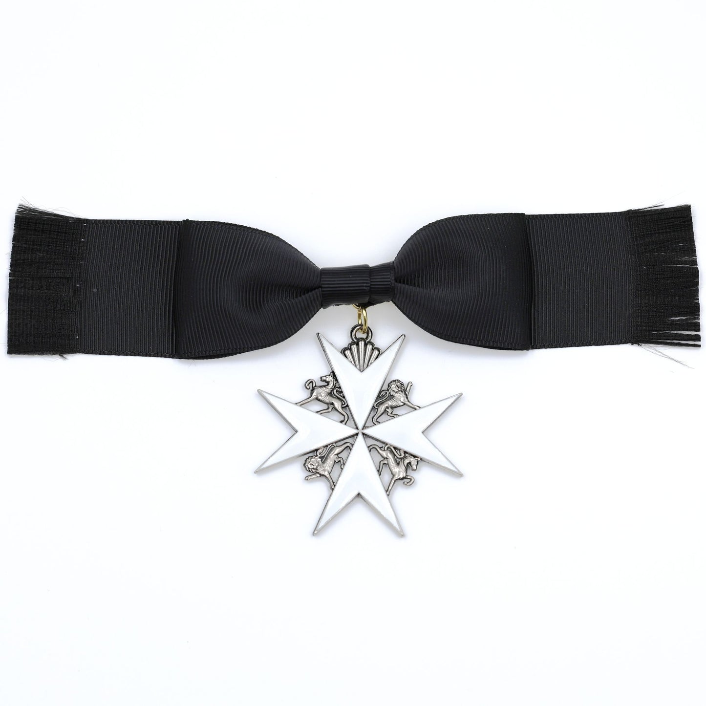 UK British Order of St John Lady of Grace Bow Badge White Enamel Cross Replica