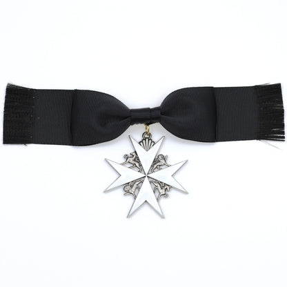 UK British Order of St John Lady of Grace Bow Badge White Enamel Cross Replica