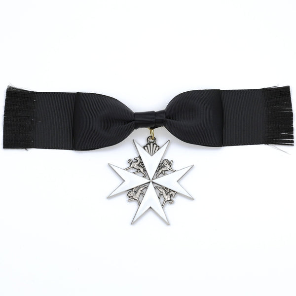 UK British Order of St John Lady of Grace Bow Badge White Enamel Cross Replica