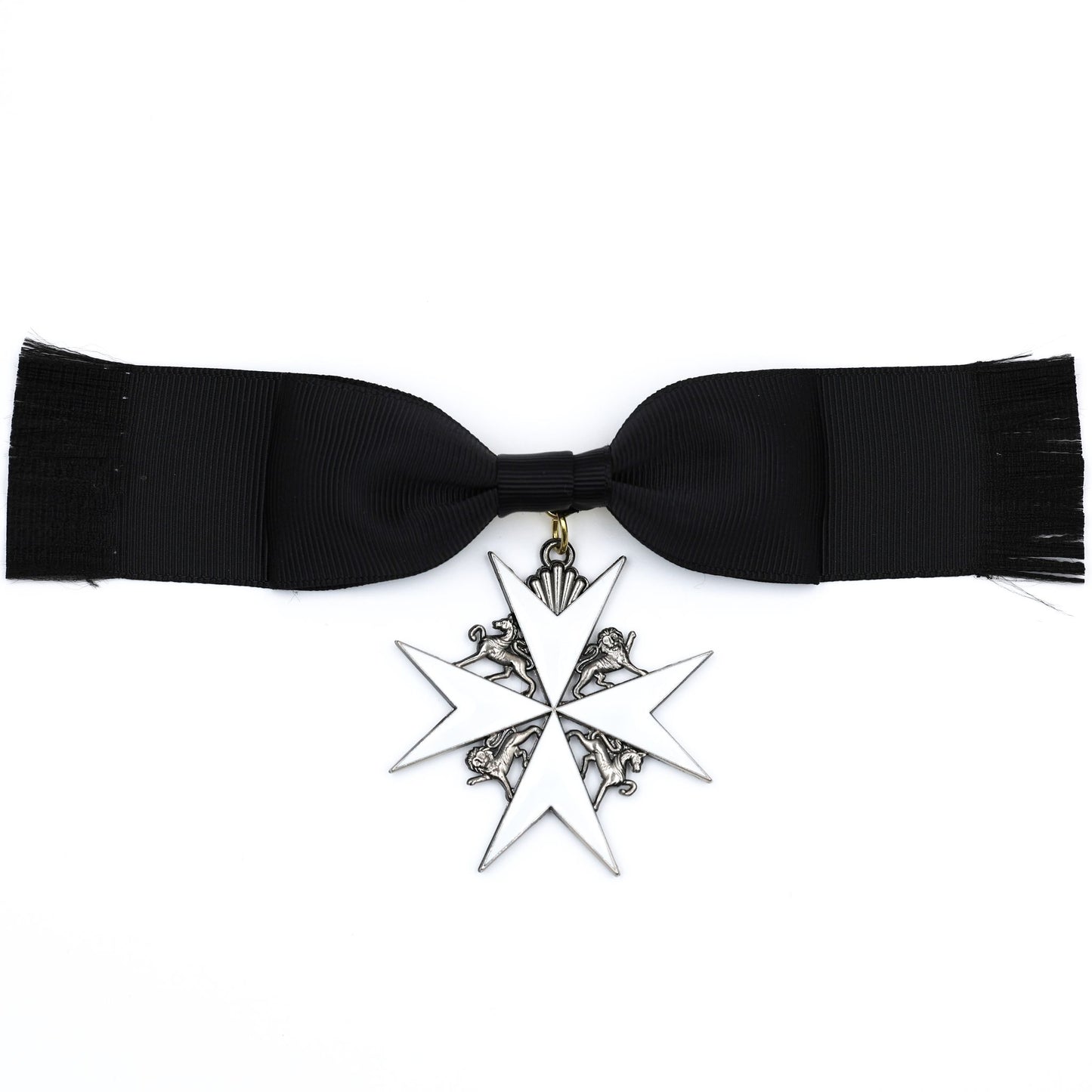 UK British Order of St John Lady of Grace Bow Badge White Enamel Cross Replica