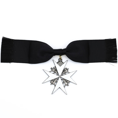 UK British Order of St John Lady of Grace Bow Badge White Enamel Cross Replica