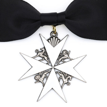 UK British Order of St John Lady of Grace Bow Badge White Enamel Cross Replica