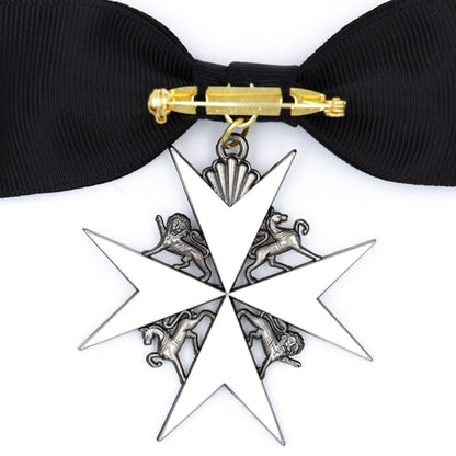 UK British Order of St John Lady of Grace Bow Badge White Enamel Cross Replica