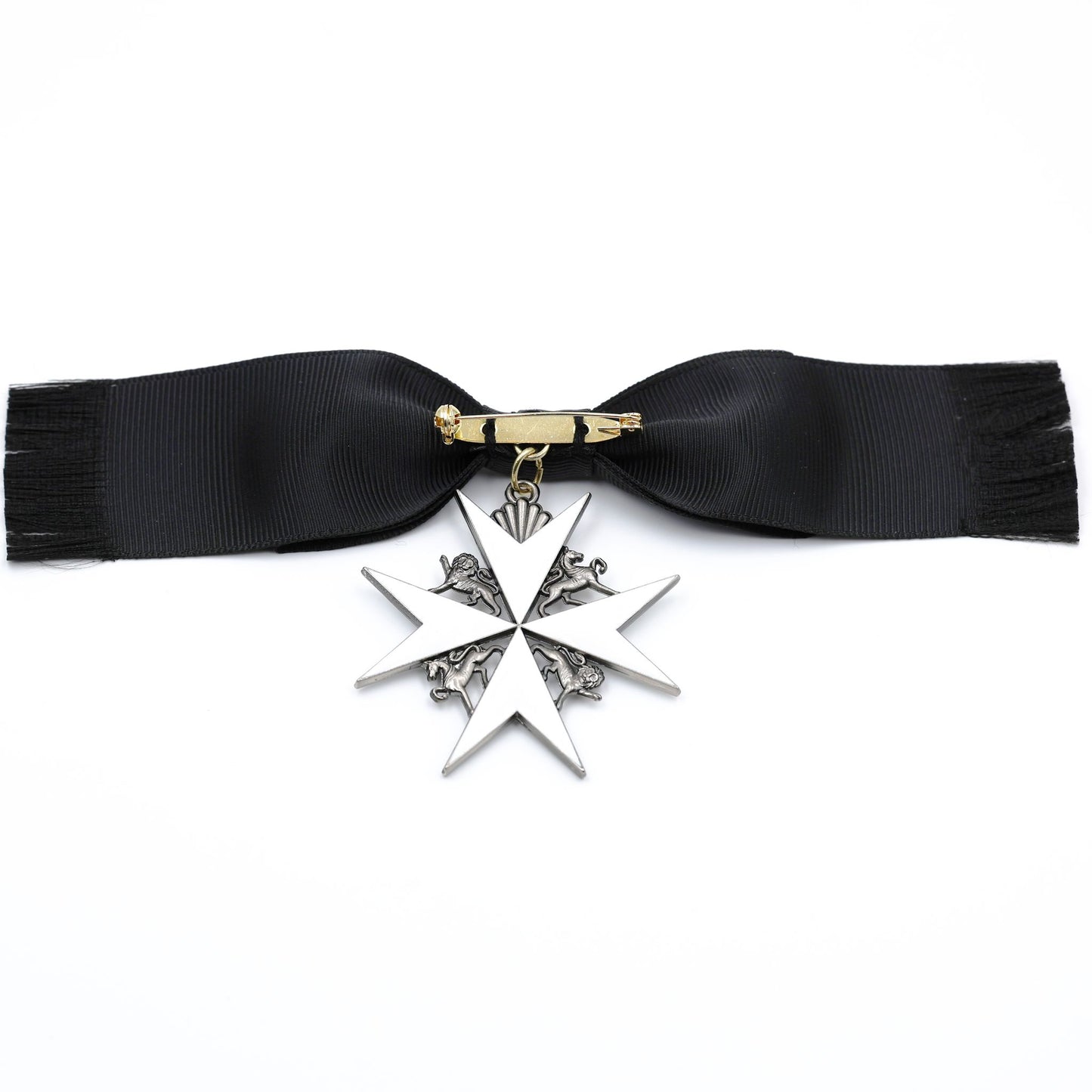 UK British Order of St John Lady of Grace Bow Badge White Enamel Cross Replica