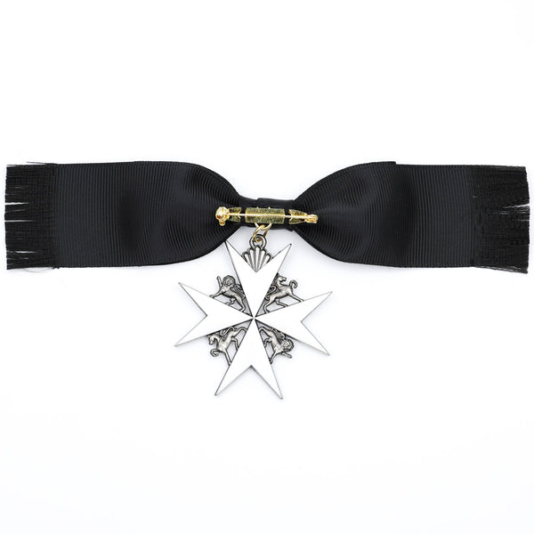 UK British Order of St John Lady of Grace Bow Badge White Enamel Cross Replica