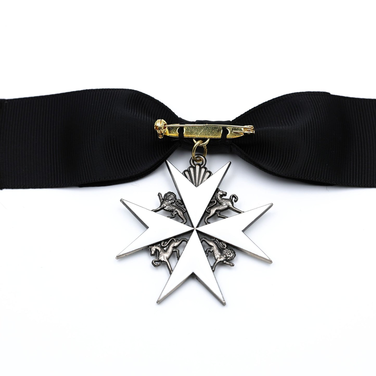 UK British Order of St John Lady of Grace Bow Badge White Enamel Cross Replica