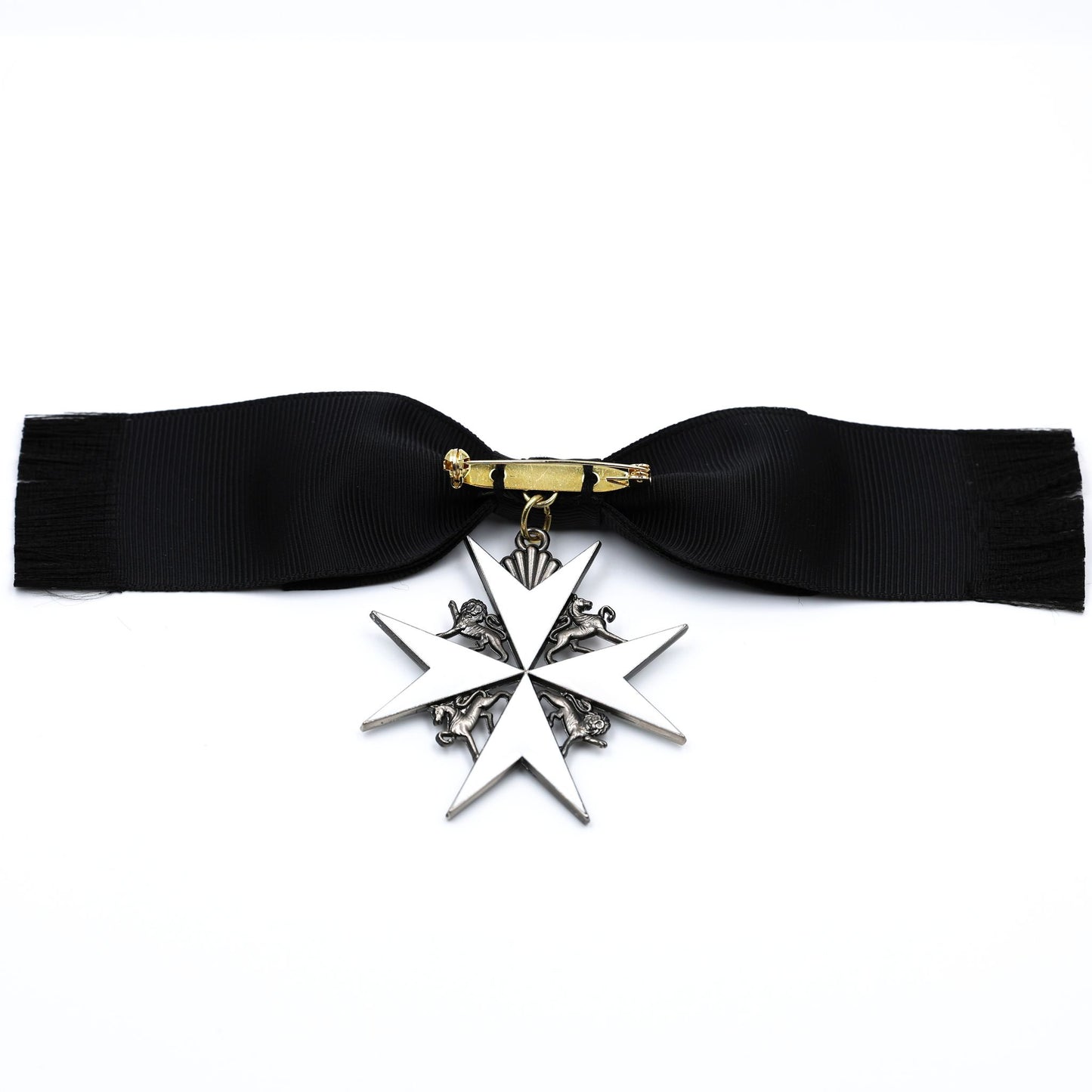 UK British Order of St John Lady of Grace Bow Badge White Enamel Cross Replica
