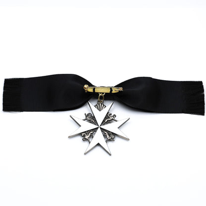 UK British Order of St John Lady of Grace Bow Badge White Enamel Cross Replica