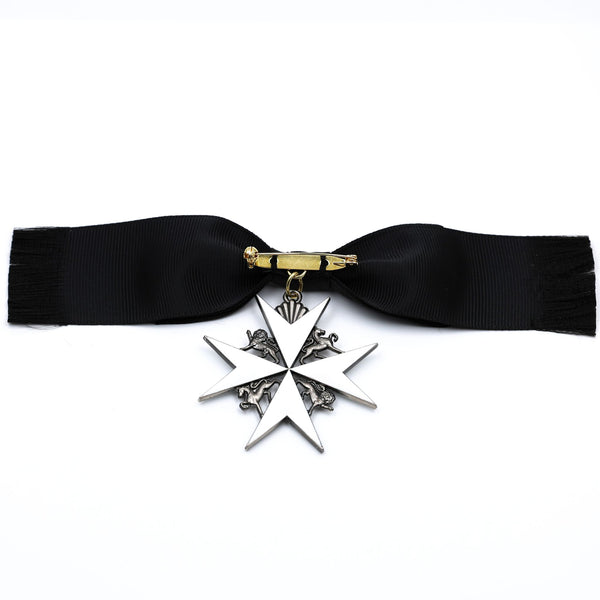 UK British Order of St John Lady of Grace Bow Badge White Enamel Cross Replica