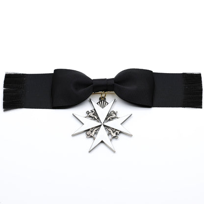 UK British Order of St John Lady of Grace Bow Badge White Enamel Cross Replica