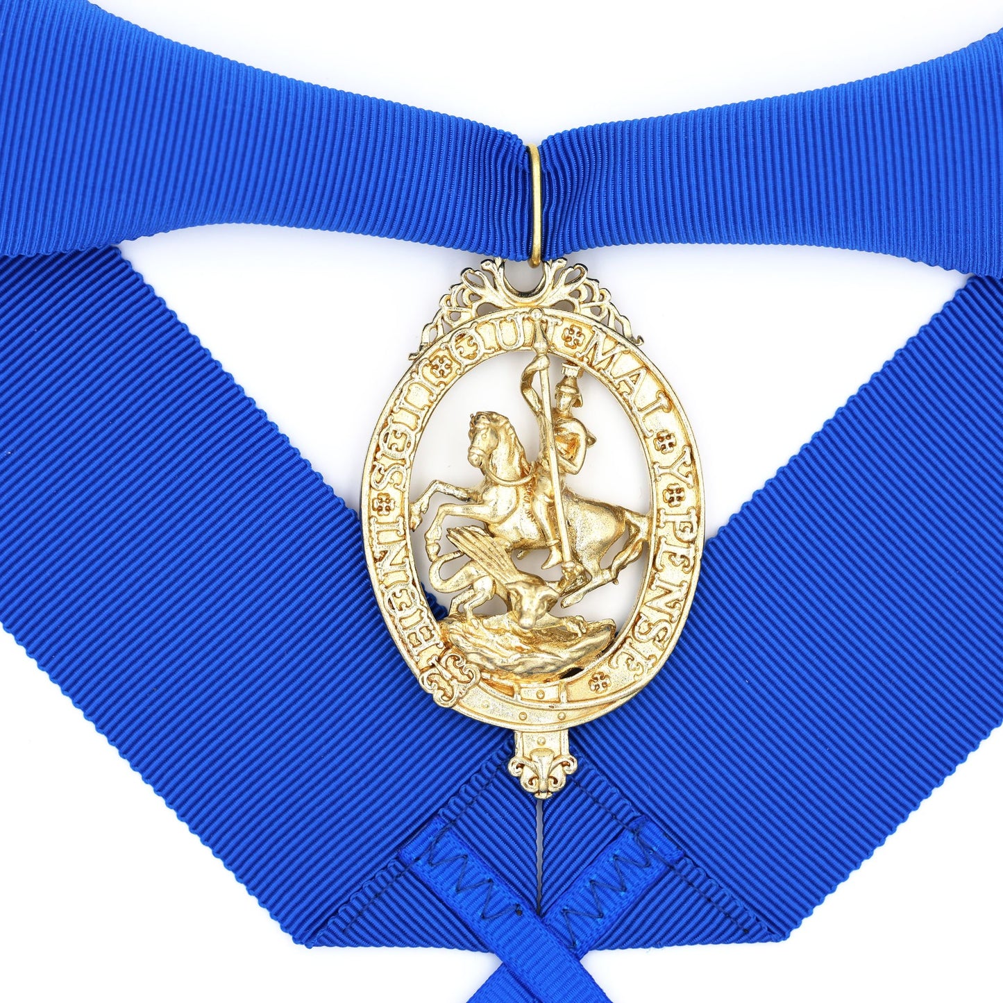 Cased British Order of the Garter “Lesser George” St George Neck Badge Ribbon Replica