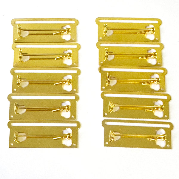 10 X Medal Ribbon Mounting Bars Brooch Pin Fixing 1 Space, for 35-38 mm Ribbon Gold