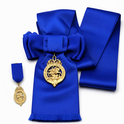British Order of the Garter Lesser George Miniature & Full-Size Sash Badge Set
