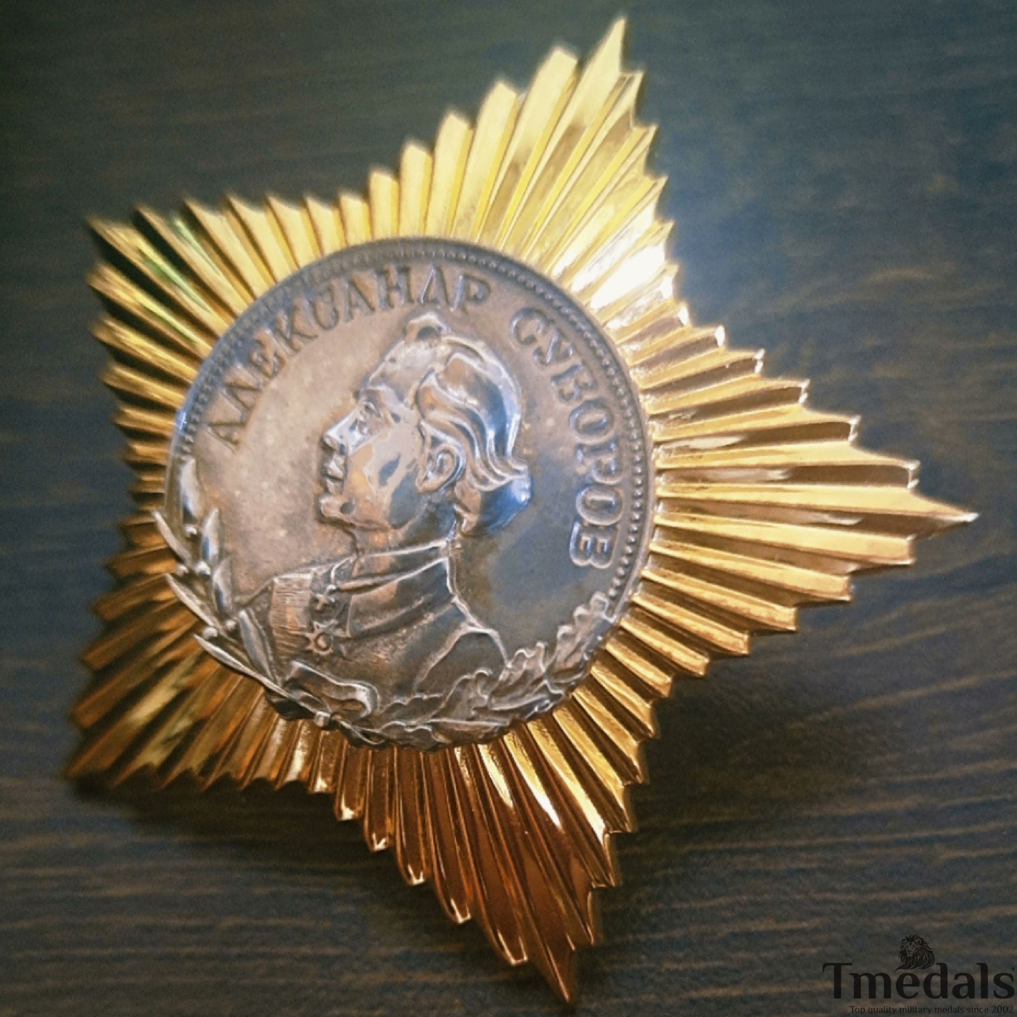 USSR Soviet Order of Suvorov 2nd Class Medal 925 Silver 24K Gilt Enamel replica