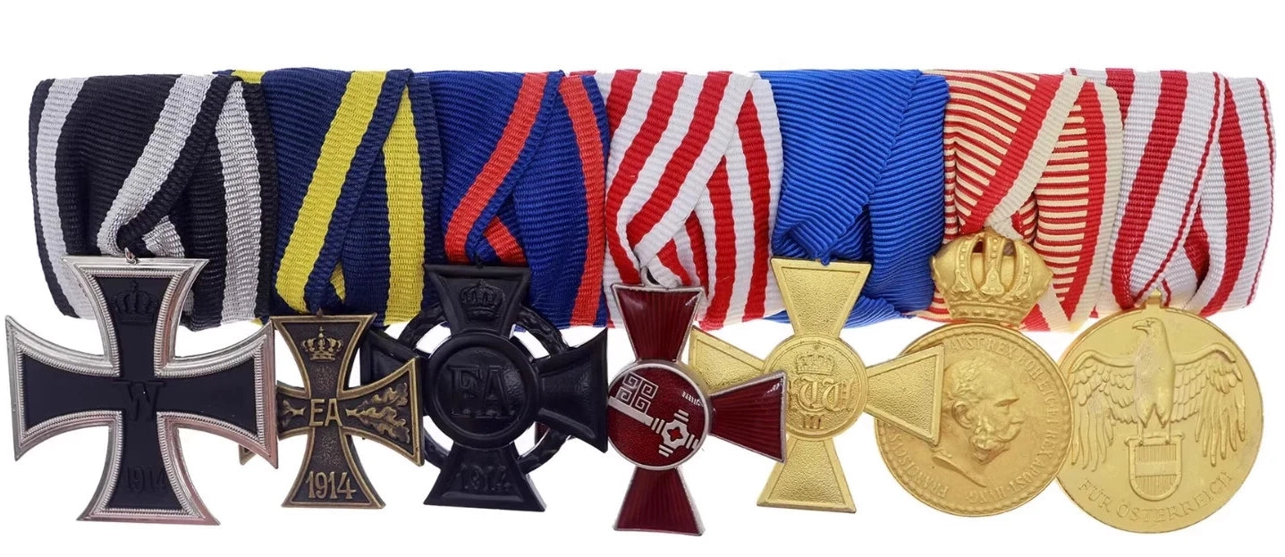 WW1 German 7-Place Mounted Medal Bar Imperial / Austro-Hungarian Awards Replica