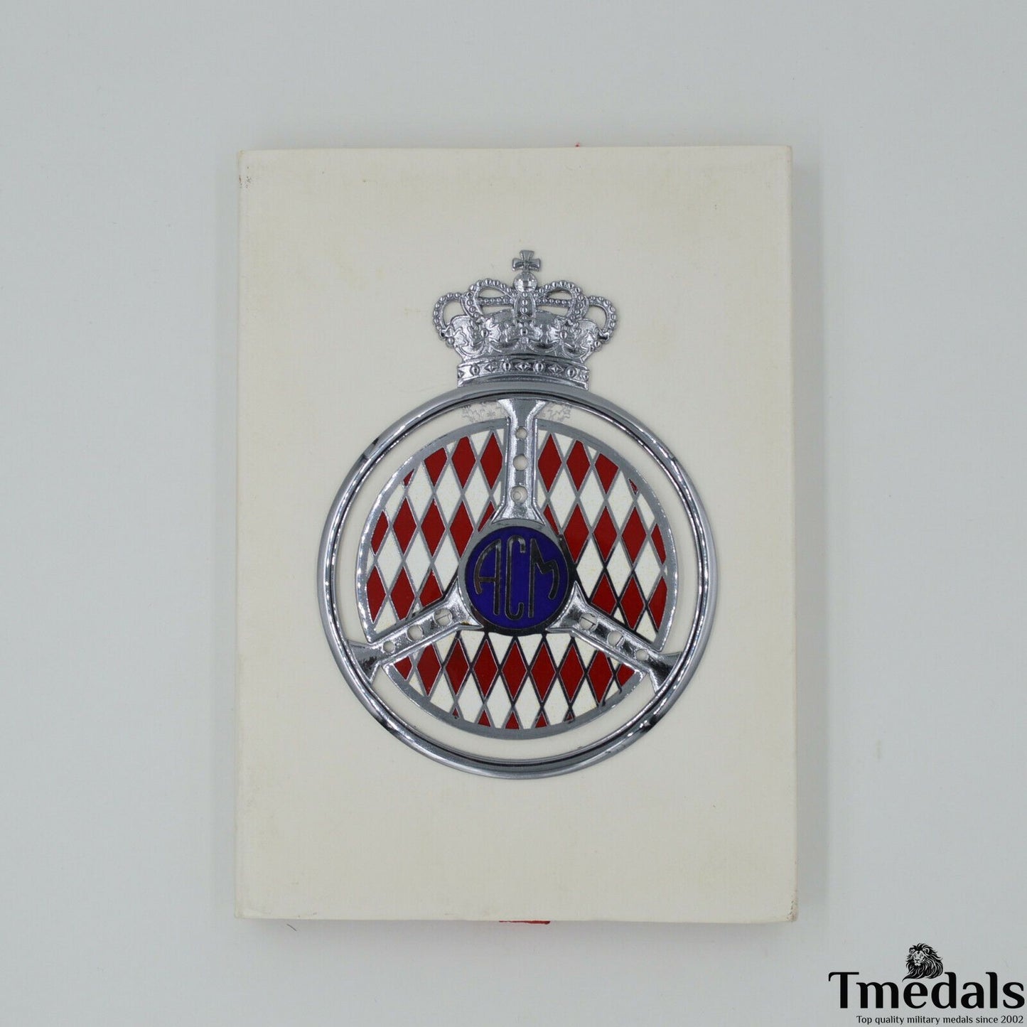 Original Automobile Club de Monaco ACM Badge – Brass with Hard Enamel, 10 × 7.5 cm, Cased