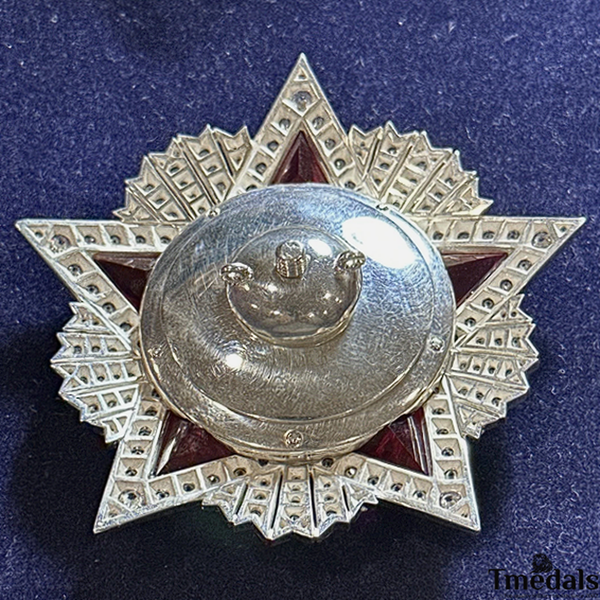 USSR Order of Victory Medal 925 Silver Real Enamel Ruby Moissanite Replica Top Rare