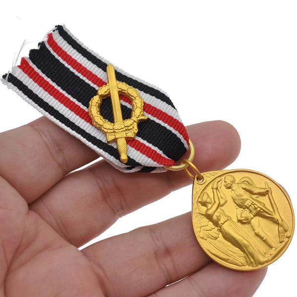 WW1 German Veteran Medal Furs Vaterland 1914 Swords on Ribbon Suspension Replica