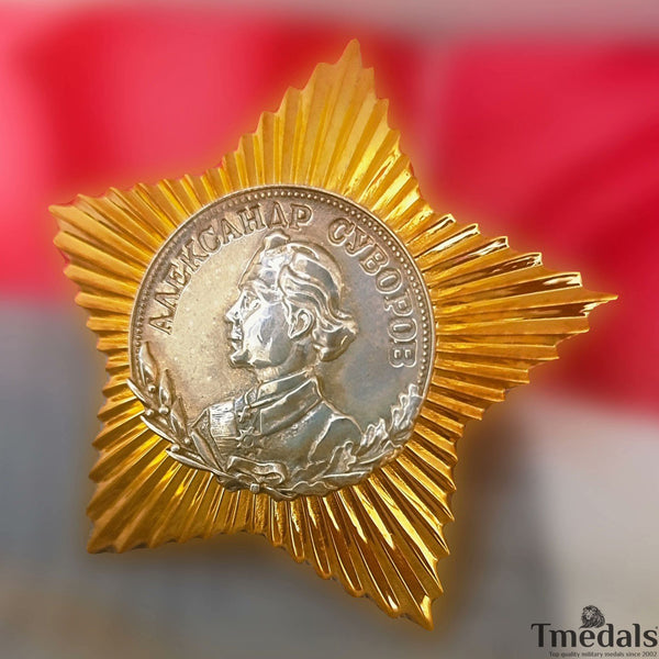 USSR Soviet Order of Suvorov 2nd Class Medal 925 Silver 24K Gilt Enamel replica